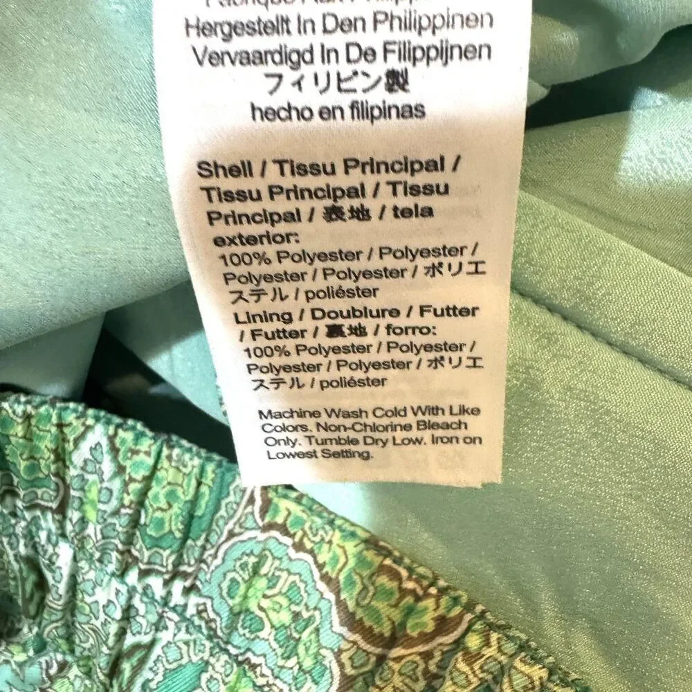 J Crew Collection Pants Womens 8 Green Paisley Satin Wide Leg Cropped AV440
